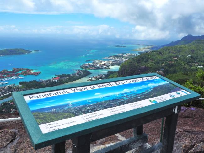 Panoramic board at the end of trail